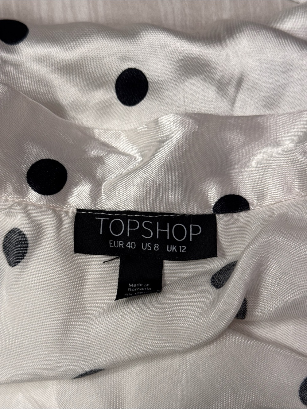 Topshop Satin Spot Ruffle Wrap Skirt - Picture 2 of 10